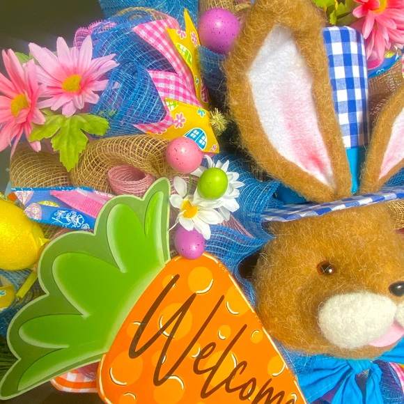 Easter Wreath,Spring decor,Easter decor,Farmhouse,Bunny Wreath,Free 4 ribbon bow - Picture 7 of 11